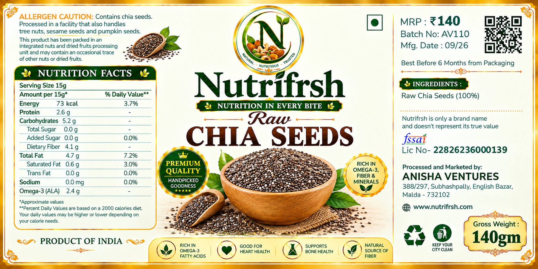 Nutrifrsh Raw Chia Seeds